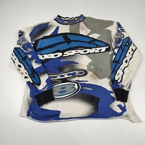Vintage AXO Sport Shirt Mens Large Blue White Motocross Racing Jersey 90s
